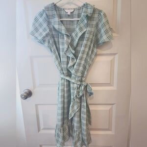 Lauren Conrad Plaid Ruffle Wrap Dress